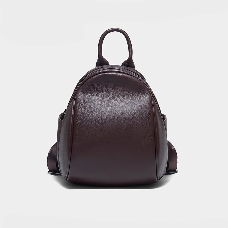 Deep coffee leather backpack for women, view 7 - MRSLM