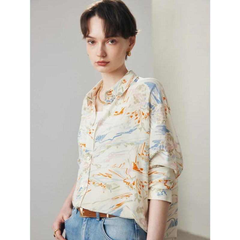 chic summer silk blouse, view 5 - MRSLM