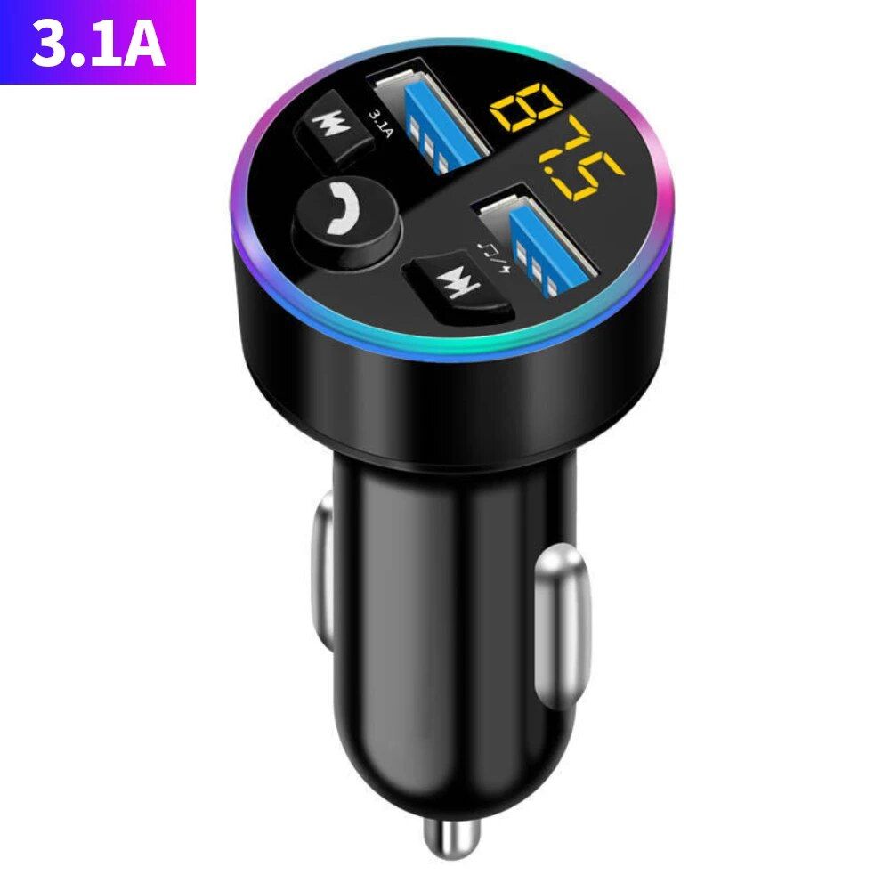 Bluetooth 5.0 Car FM Transmitter with Dual USB PD Charging & LED Backlit MP3 Player