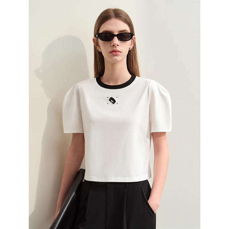 embroidered O-neck t-shirt, view 4 - MRSLM