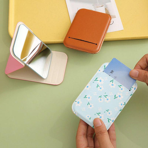 floral flip folding pocket mirror - MRSLM