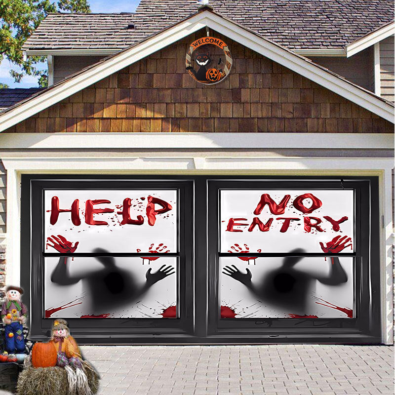 Halloween garage door backdrop hanging cloth, view 8 - MRSLM