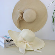 Wide brim straw hat with bowknot - MRSLM