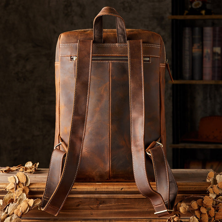 Men's Handmade Crazy Horse Leather Backpack