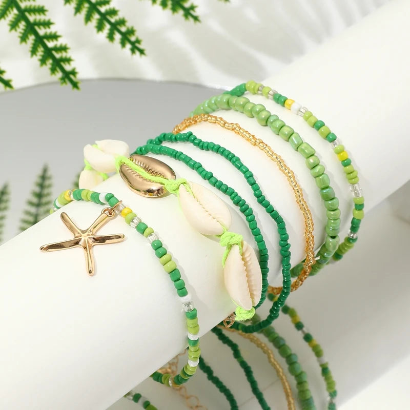 Summer Beach Bohemian Beaded Starfish Bracelet Set