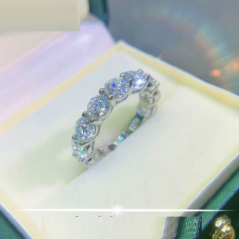 d color moissanite full pave silver ring, view 3 - MRSLM