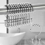 12-pack metal double glide shower curtain hooks, view 5 - MRSLM