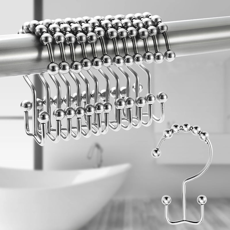 12-pack metal double glide shower curtain hooks, view 5 - MRSLM
