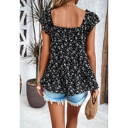floral square neck ruffled top, view 27 - MRSLM