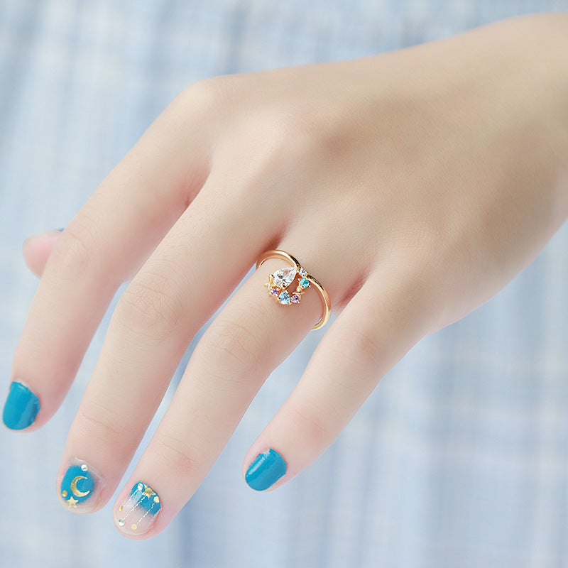 drop-shaped colorful zircon ring - MRSLM