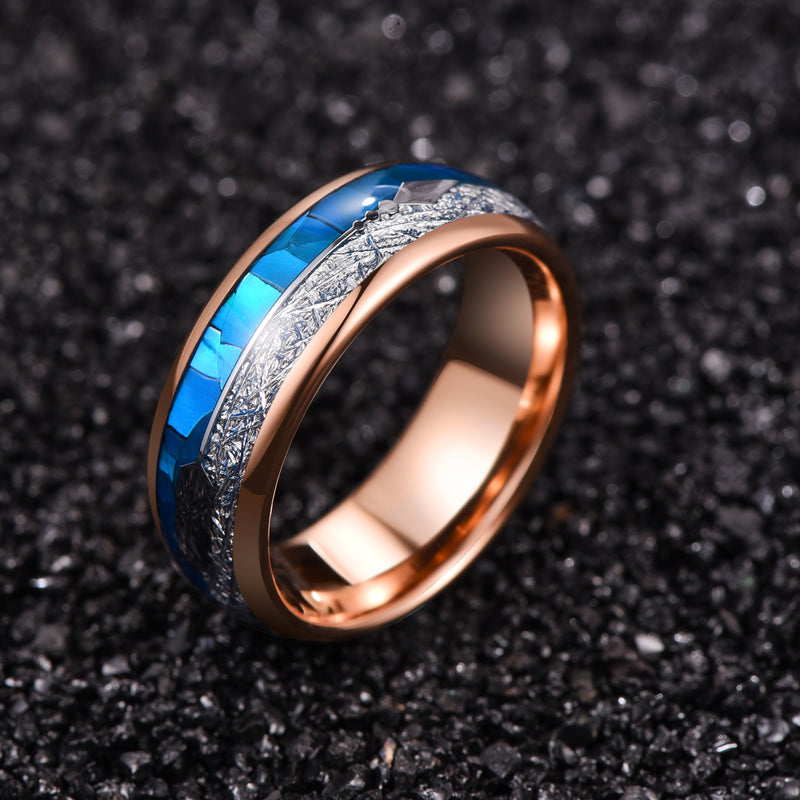 Anel masculino Fashion Blue Shell em aço tungstênio