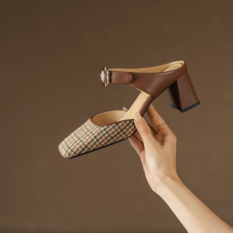 chic buckle mules, view 8 - MRSLM