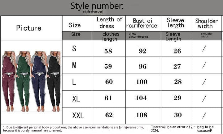 Solid Color Stitching Fashion Round Neck Short Sleeves Casual Suit