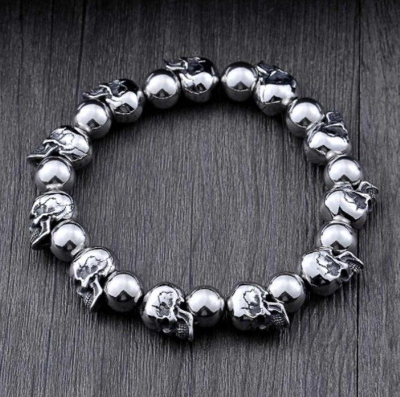 Pulseira masculina de titânio com caveira, estilo simples.