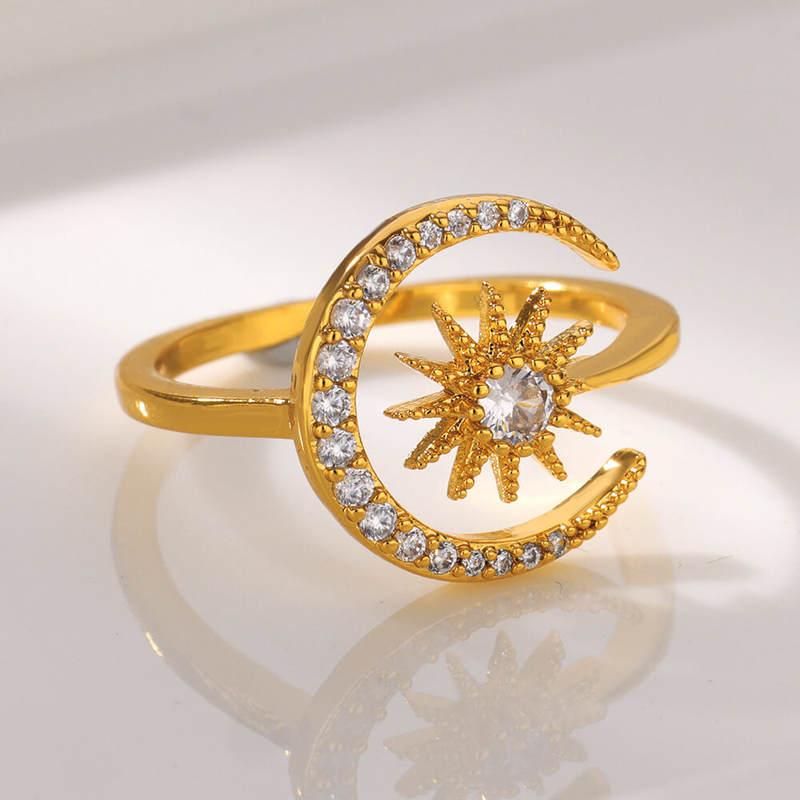 gold sun moon ring - MRSLM