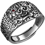 men's silver retro adjustable ring, view 9 - MRSLM
