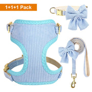 Adjustable bowknot dog collar, harness and leash set, view 4 - MRSLM