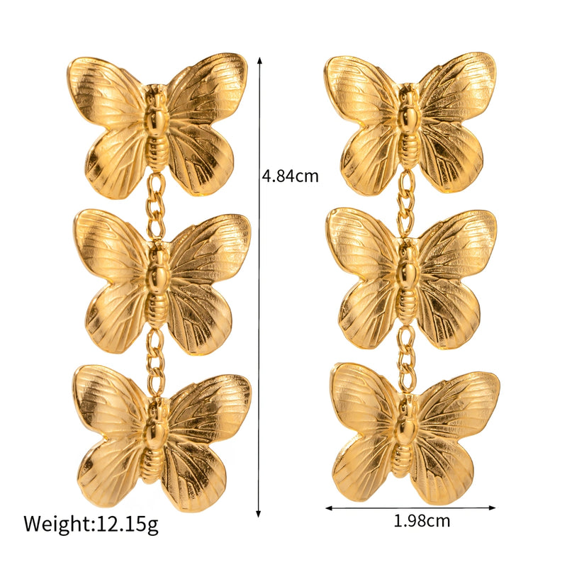 butterfly stud earrings, view 2 - MRSLM