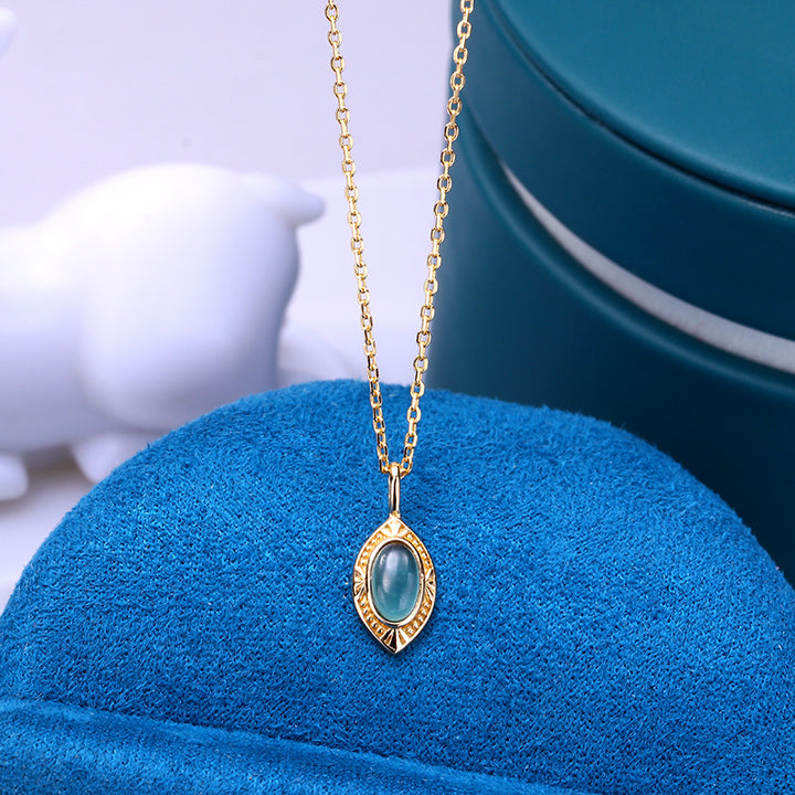 925 Silver Plated Real Gold Personality Green Olive Topaz Pendant