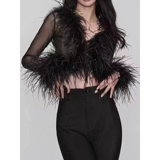 deep v-neck lacing strap cardigan, view 2 - MRSLM