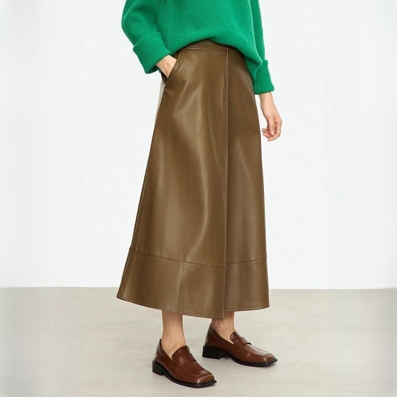 PU leather A-line midi skirt - MRSLM