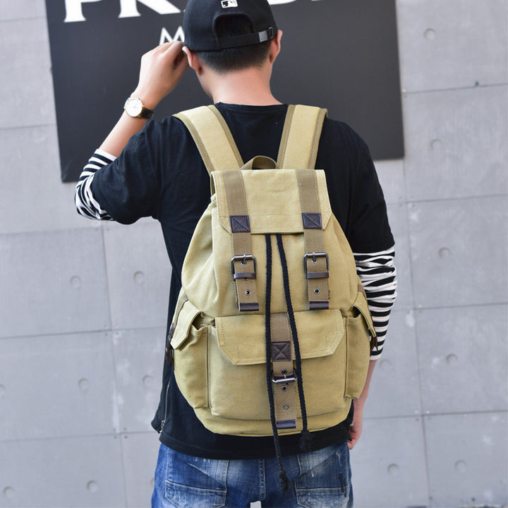 Street Canvas Unisex Backpack Retro Casual Travel Bag Large Capacity Schoolbag