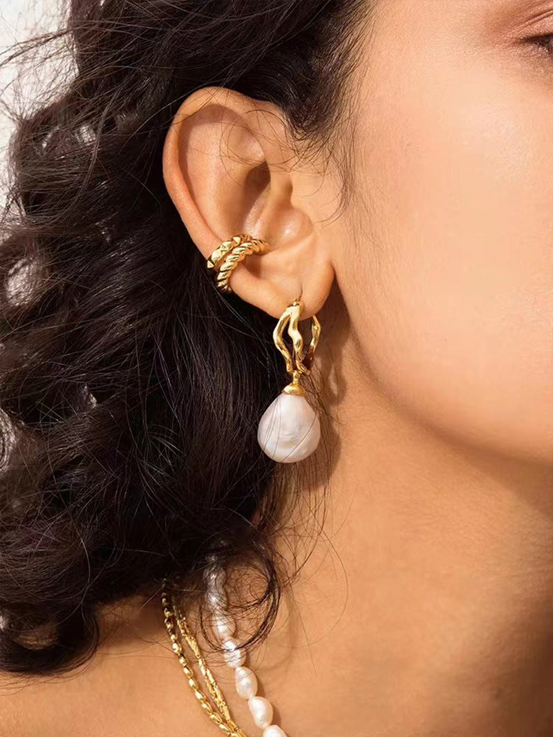 Trendy Vacuum Vapor Plating Gold High Color Retaining Earrings