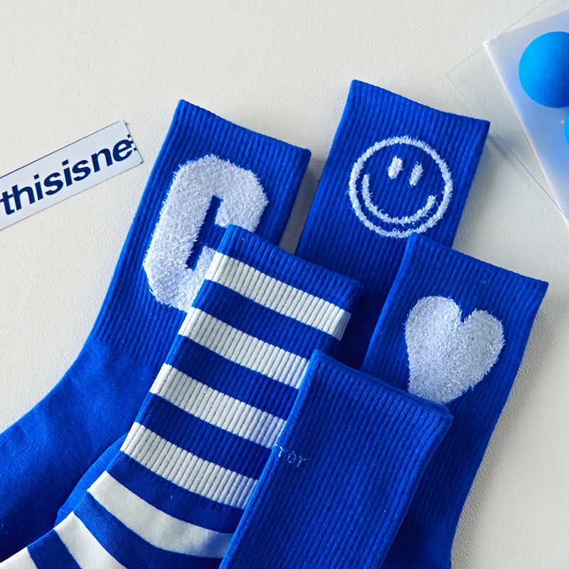 Trendige blaue Harajuku-Socken aus Baumwolle