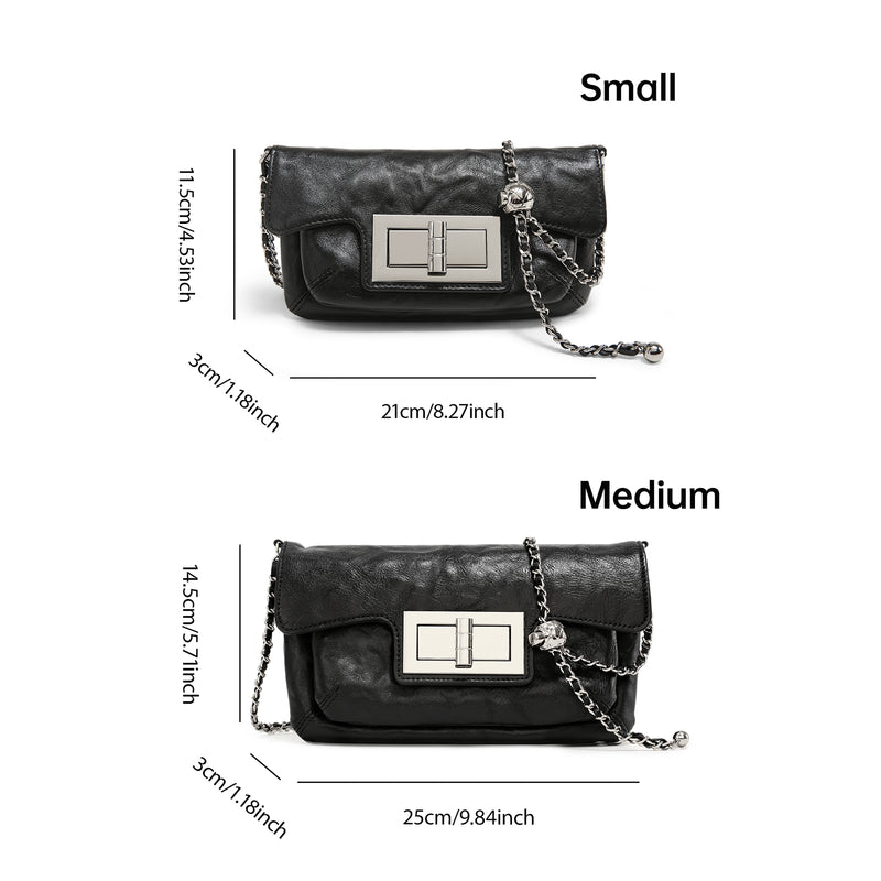 retro leather chain shoulder bag, view 6 - MRSLM