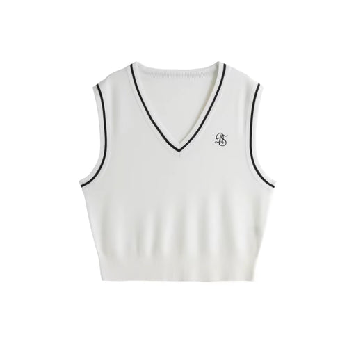 retro embroidered knitted vest, view 2 - MRSLM