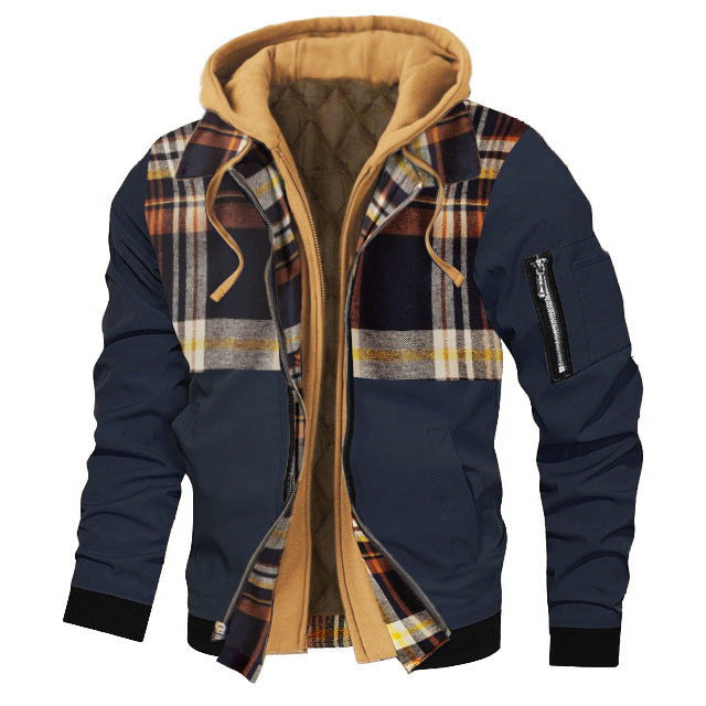 Dicke, einfarbige Herren-Kapuzenjacke in Übergröße für Herbst und Winter – ideal für Herbst und Winter.