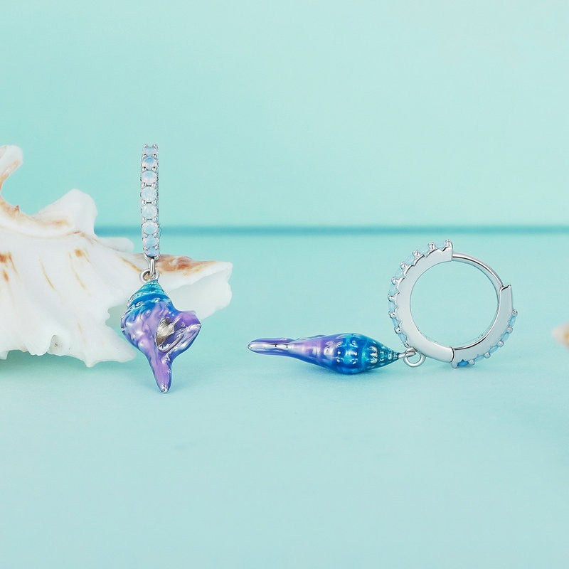 conch shell ear pendants, view 2 - MRSLM