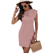 Women's loose sleeveless solid color dress, view 5 - MRSLM