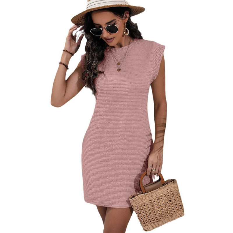 Women's loose sleeveless solid color dress, view 5 - MRSLM