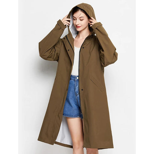 women's waterproof hooded rain jacket, view 4 - MRSLM