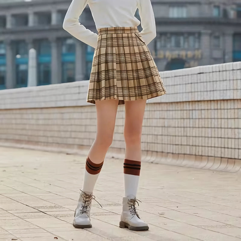 asymmetrical pleated knee-length skirt, view 5 - MRSLM