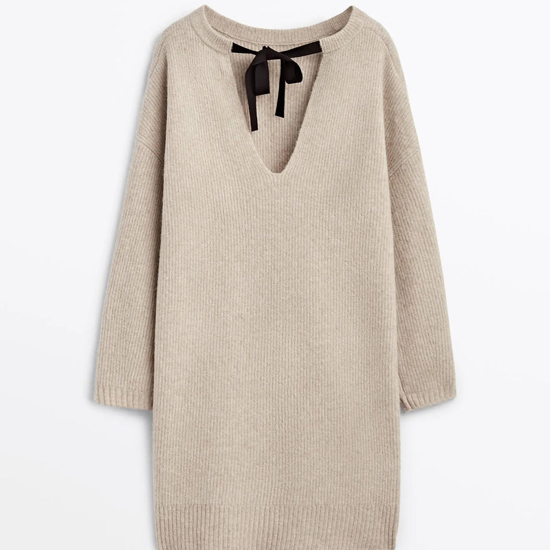 flowy knot design dress, view 5 - MRSLM