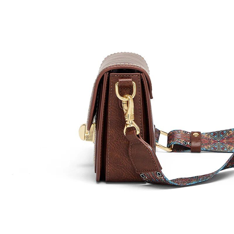 vintage textured square shoulder bag, view 7 - MRSLM