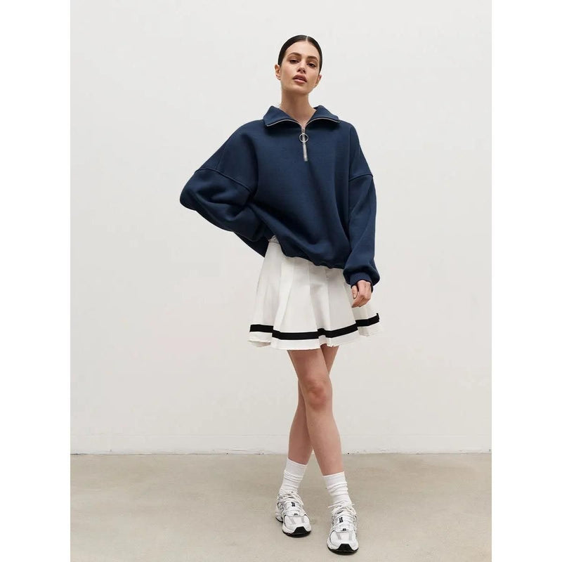 Oversized Damen-Rollkragenpullover mit Fleecefutter
