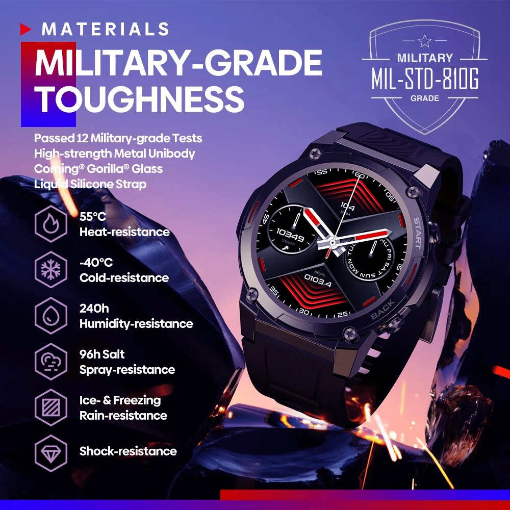 Rugged Hi-Fi Smartwatch with AMOLED Display and Enhanced Battery Life