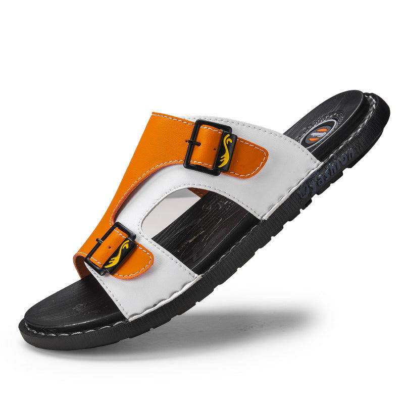 men's casual leather flip flops, view 6 - MRSLM