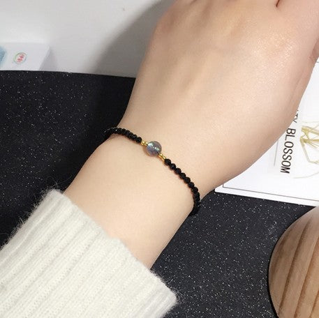 natural black spinel moonstone bracelet - MRSLM