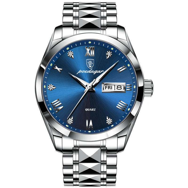 Wasserdichte, leuchtende Herrenuhr mit Doppelkalender