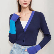 Asymmetric spliced V-neck cardigan - MRSLM