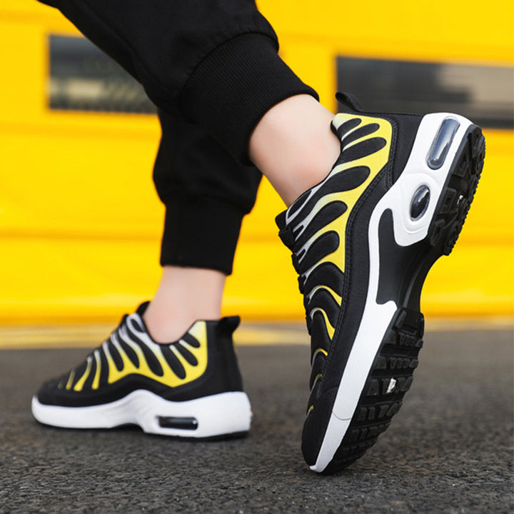 Color-blocked Sneakers Men Personalized Fashion Lace Up Air Cushion Sports Shoes Casual Outdoor Running Walking Shoes
