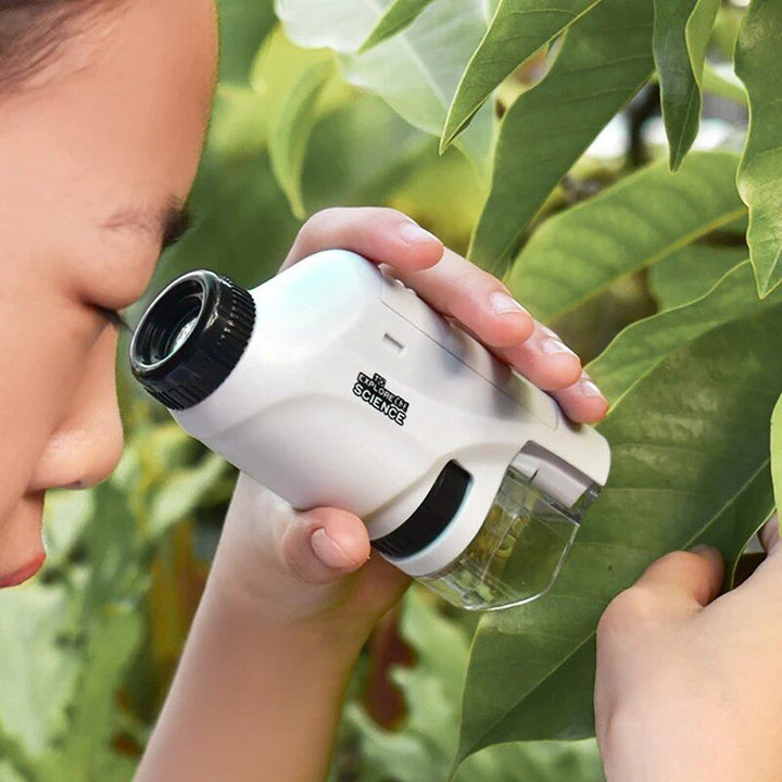 Compact LED Handheld Microscope 60X-120X - Portable Science Kit for Kids