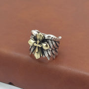 s925 silver winged cross punk ring, view 3 - MRSLM