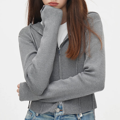 zip-up herringbone knit cardigan - MRSLM