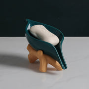 ceramic leaf soap holder with base, view 3 - MRSLM