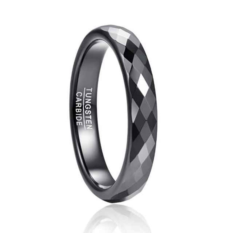 Wide Electroplated Black Faced Tungsten Steel Ring